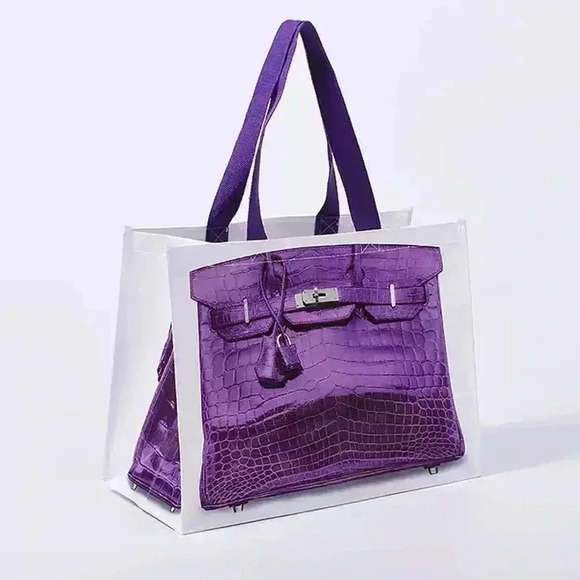 Reusable grocery tote bag printed designer bag large Capacity bag PURPLE - Picture 4 of 7